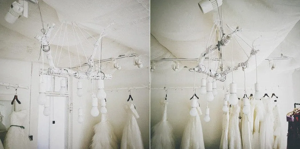 10 head Edison Bare Bulb Pendant Light Chandelier in White