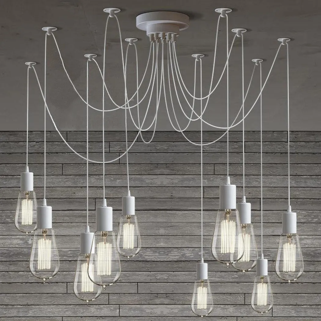 10 head Edison Bare Bulb Pendant Light Chandelier in White