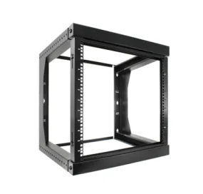 12U Wall Mount Open Frame Rack with Adjustable and Front Swing Out Features