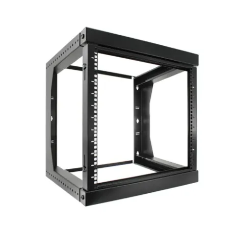 12U Wall Mount Open Frame Rack with Adjustable and Front Swing Out Features