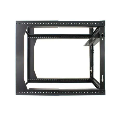 12U Wall Mount Open Frame Rack with Adjustable and Front Swing Out Features