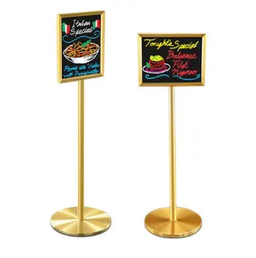 14x22 Upscale Hospitality Black Marker Board Floorstand Displays   Brass Finishes