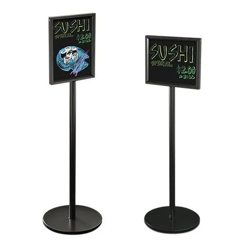 14x22 Upscale Hospitality Black Marker Board Floorstand Displays   Brass Finishes