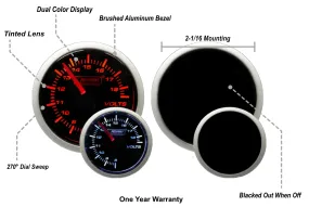 2-1/16" Amber / White - Electric Volt Gauge