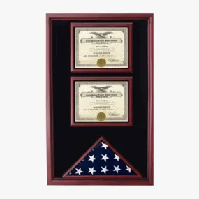 2 Certificates Flag Display case - fit 3" x 5" or fit 5" x 8" or fit 5" x 9.5" Casket Flag.