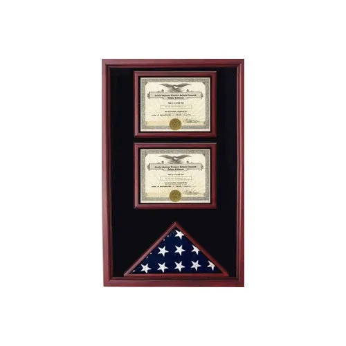 2 Certificates Flag Display case, Fit 3'x5' flag