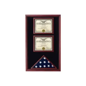 2 Certificates Flag Display case, Fit 3'x5' flag
