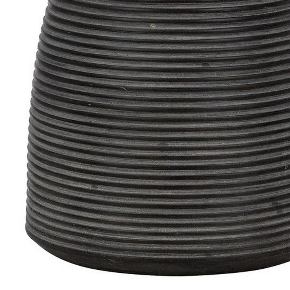 29 Inch Classic Table Lamp, Textured Lined Body, Ceramic, Charcoal Black By Casagear Home