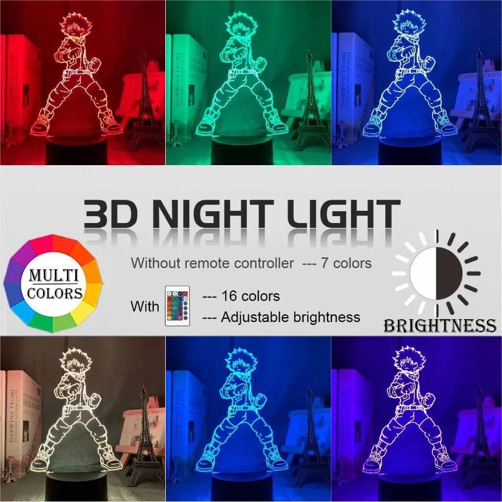 3D Lamp Izuku Midoriya Figure Kids Bedroom Nightlight Led Touch Sensor Room Lighting Anime My Hero Academia Gift Led Night Light
