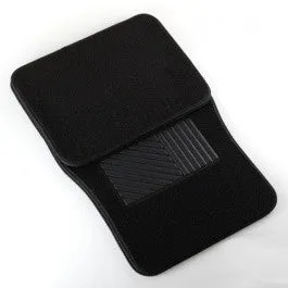 4 Piece Piece Universal Black Carpeted Floor Mats for Car Vehicle Carpet Rubber Set