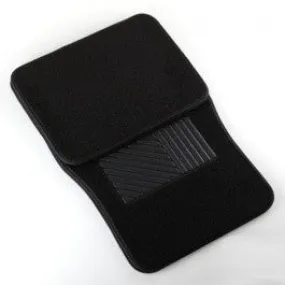 4 Piece Piece Universal Black Carpeted Floor Mats for Car Vehicle Carpet Rubber Set
