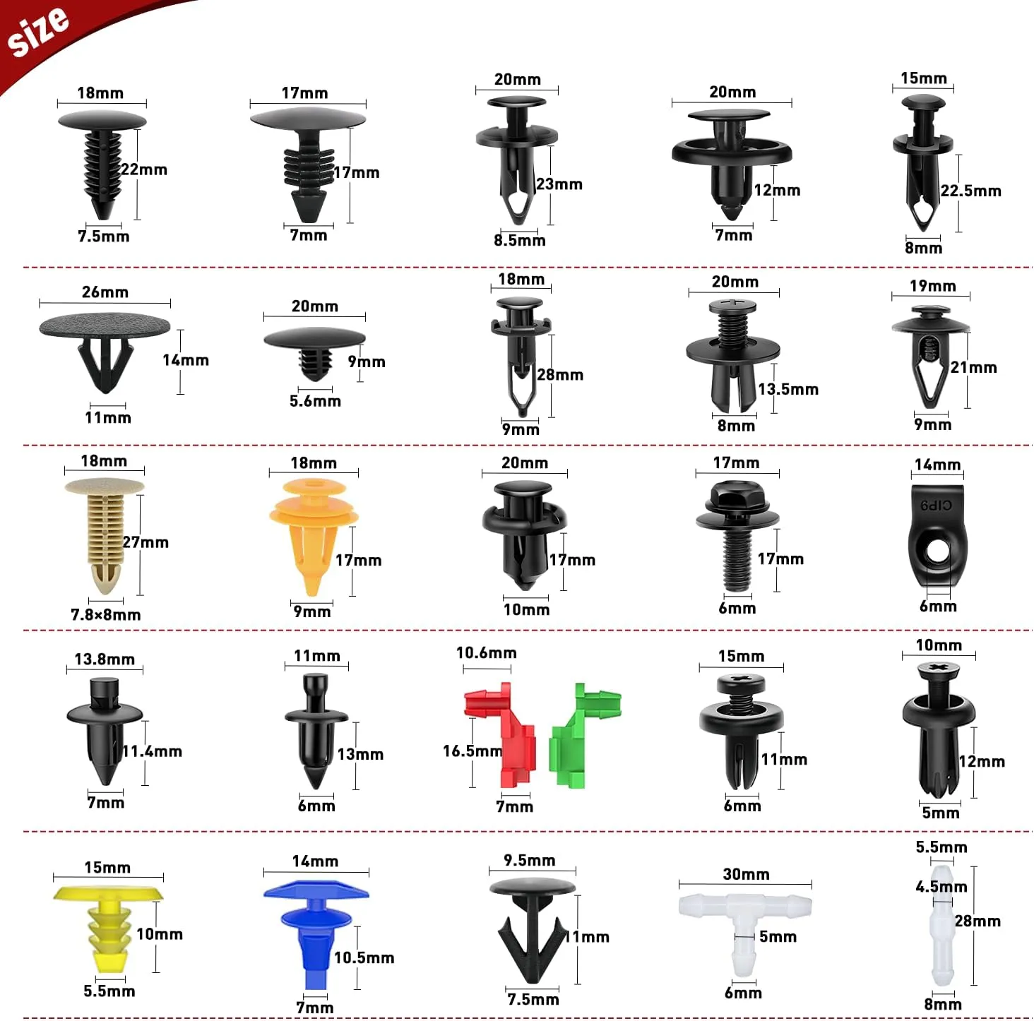 860 Pcs Car Push Retainer Clips & Auto Fasteners Assortment