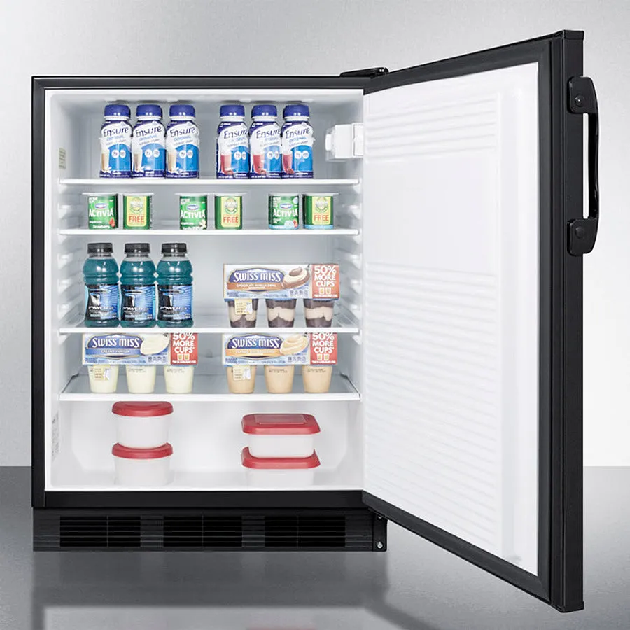 Accucold 24" Wide All-Refrigerator with Auto Defrost and Black Exterior - FF7BK