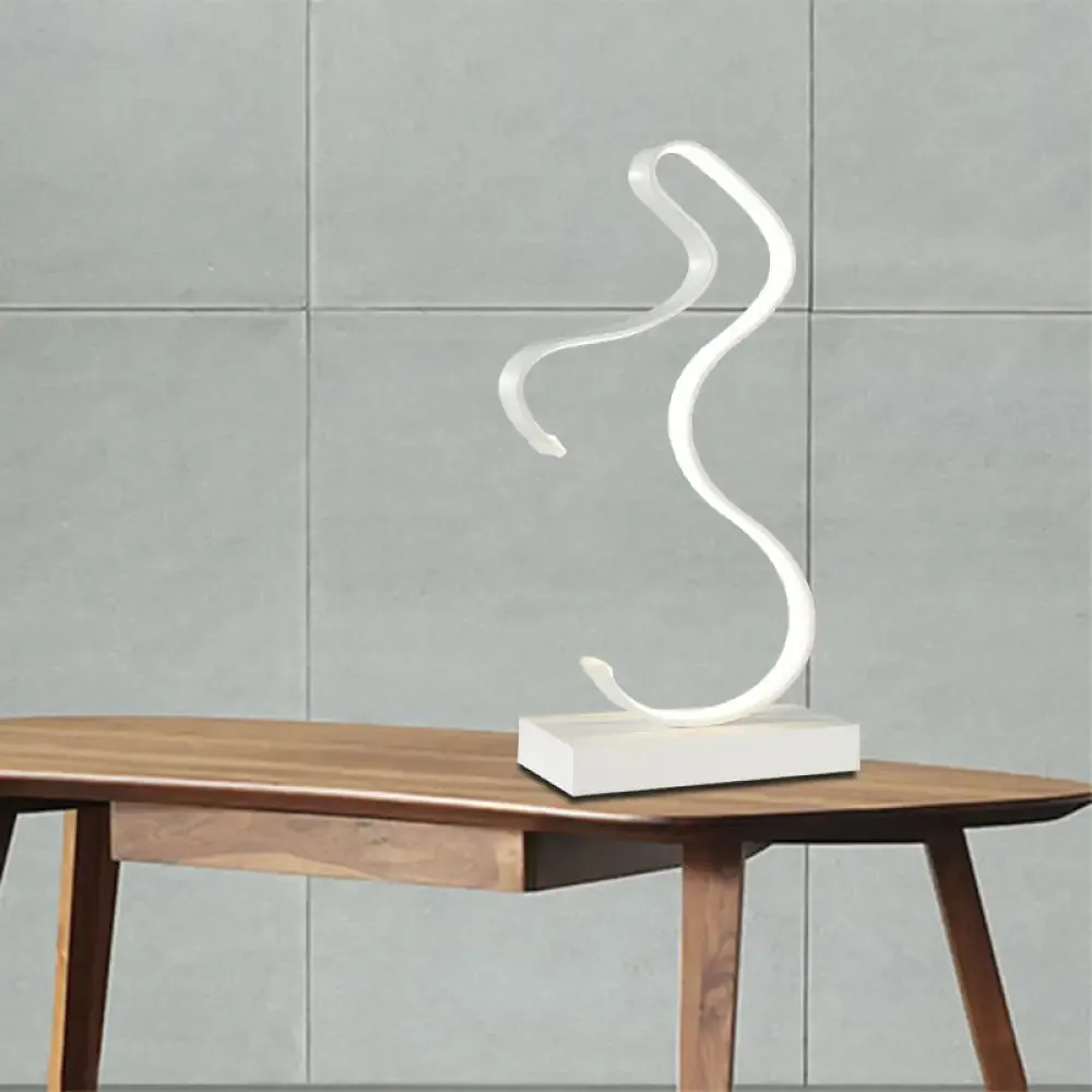 Acrylic Task Lighting LED Desk Lamp - Curvy Minimalist Design | White/Warm Light - Perfect for Bedroom