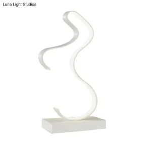 Acrylic Task Lighting LED Desk Lamp - Curvy Minimalist Design | White/Warm Light - Perfect for Bedroom