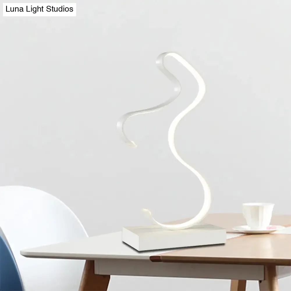 Acrylic Task Lighting LED Desk Lamp - Curvy Minimalist Design | White/Warm Light - Perfect for Bedroom