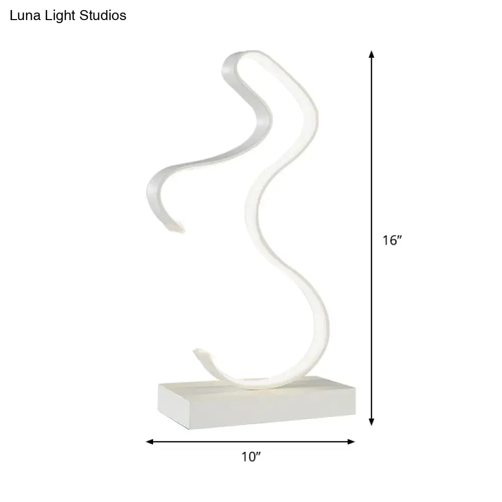 Acrylic Task Lighting LED Desk Lamp - Curvy Minimalist Design | White/Warm Light - Perfect for Bedroom