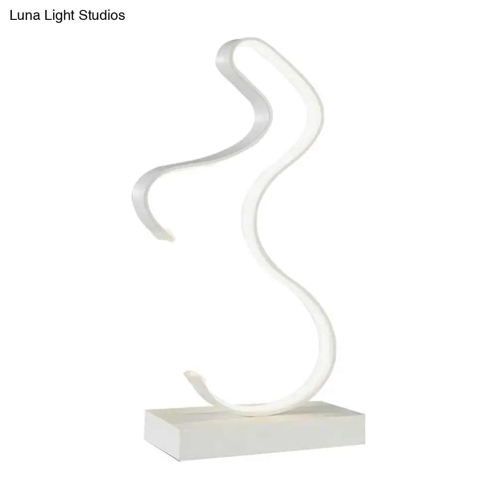 Acrylic Task Lighting LED Desk Lamp - Curvy Minimalist Design | White/Warm Light - Perfect for Bedroom