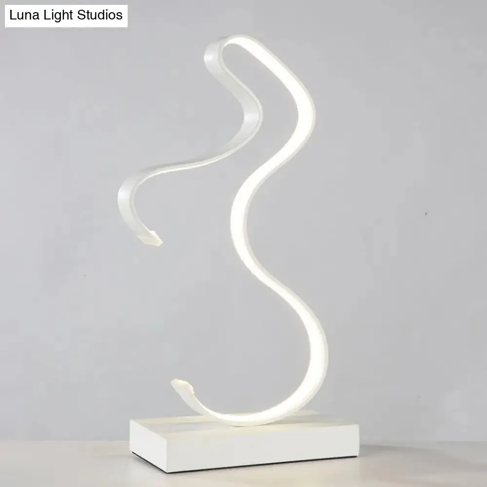 Acrylic Task Lighting LED Desk Lamp - Curvy Minimalist Design | White/Warm Light - Perfect for Bedroom