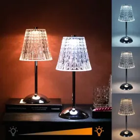 Amingulry Cordless Table Lamp, 4000mAh Rechargeable Battery Operated Lamp, 3 Color Modes & Stepless Dimmable LED Touch Lamp, Portable Crystal Metal Beside Lamps for Bedroom Restaurant(Silver 2 Pack)