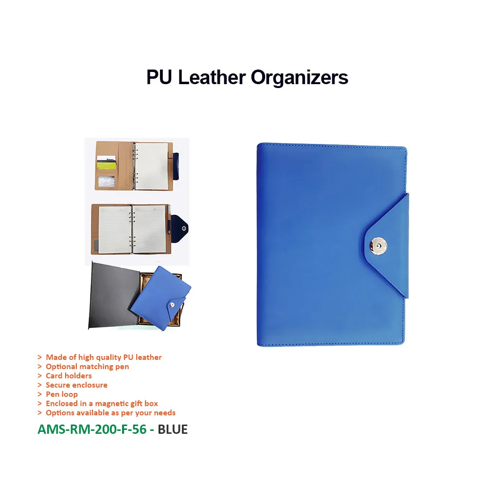 AMS-RM-200-F-56 - BLUE PU LEATHER ORGANIZER
