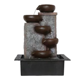 Arjun 5 Step Table Top Indoor Outdoor Water Fall Fountain with LED Lights Home Decor Decoration Gift Gifting Items (A9)