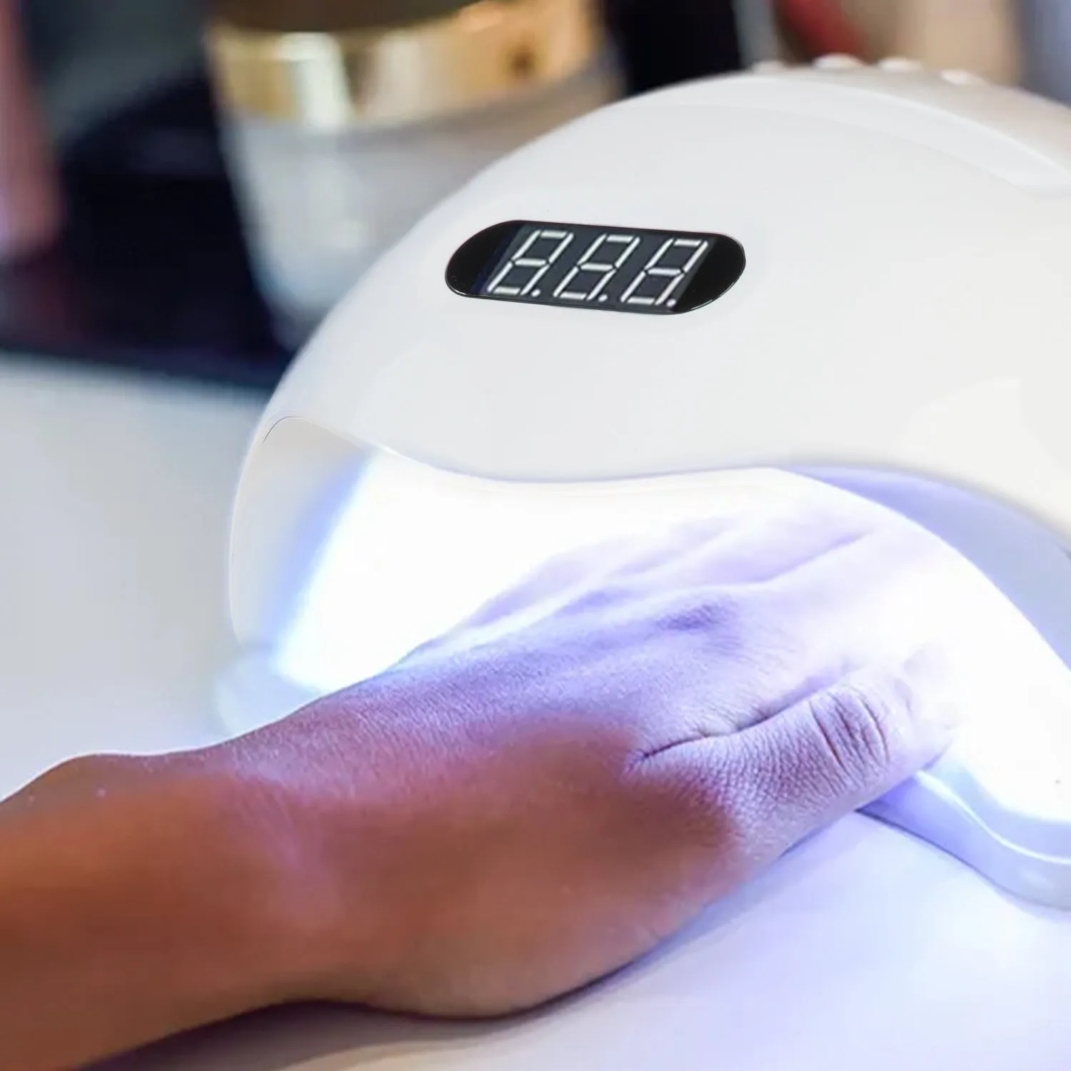 At Home Nail Salon UV Nail Lamp with Chocolate Gel Nail Stickers Kit