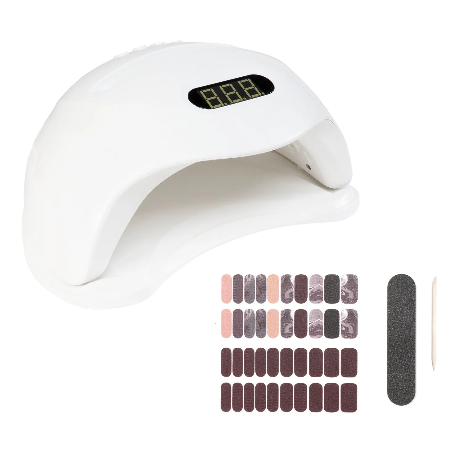 At Home Nail Salon UV Nail Lamp with Chocolate Gel Nail Stickers Kit