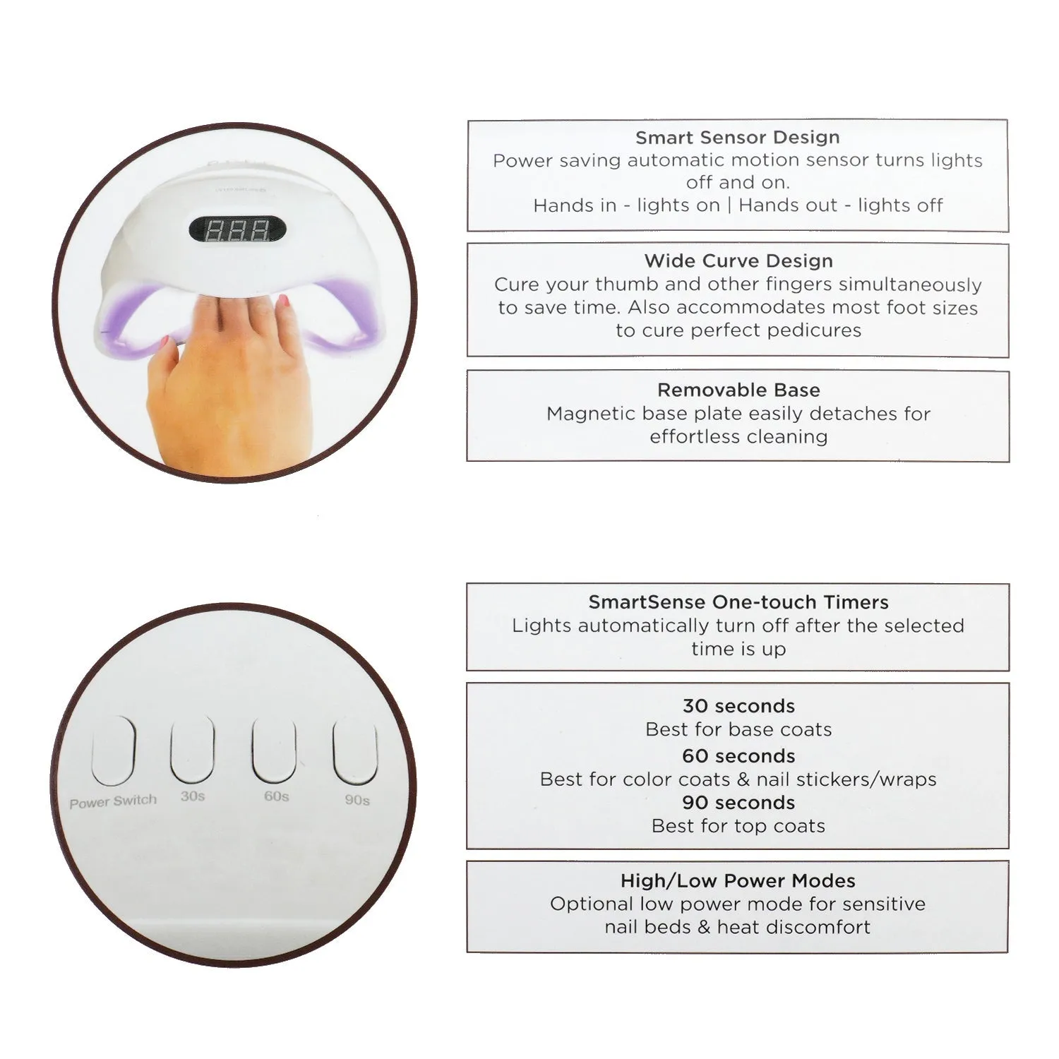 At Home Nail Salon UV Nail Lamp with Chocolate Gel Nail Stickers Kit