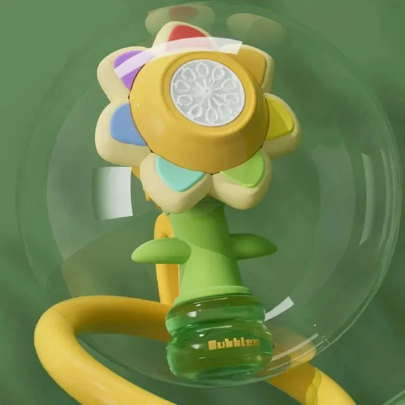 Automatic Sunflower Bubble Machine with Rotating Lights – Fun Soap Bubble Gun for Kids, Perfect Summer Outdoor Toy Gift