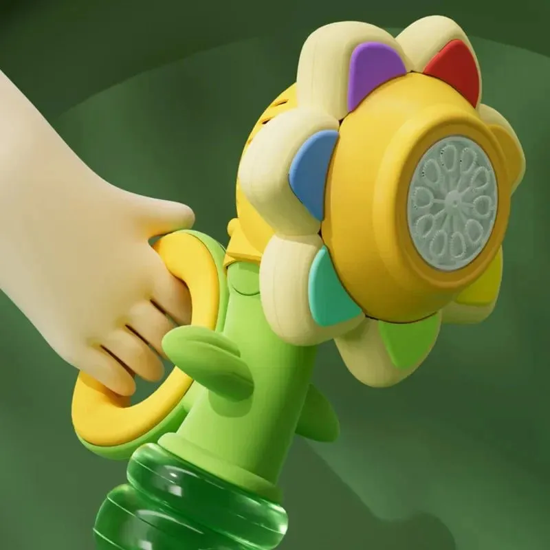 Automatic Sunflower Bubble Machine with Rotating Lights – Fun Soap Bubble Gun for Kids, Perfect Summer Outdoor Toy Gift