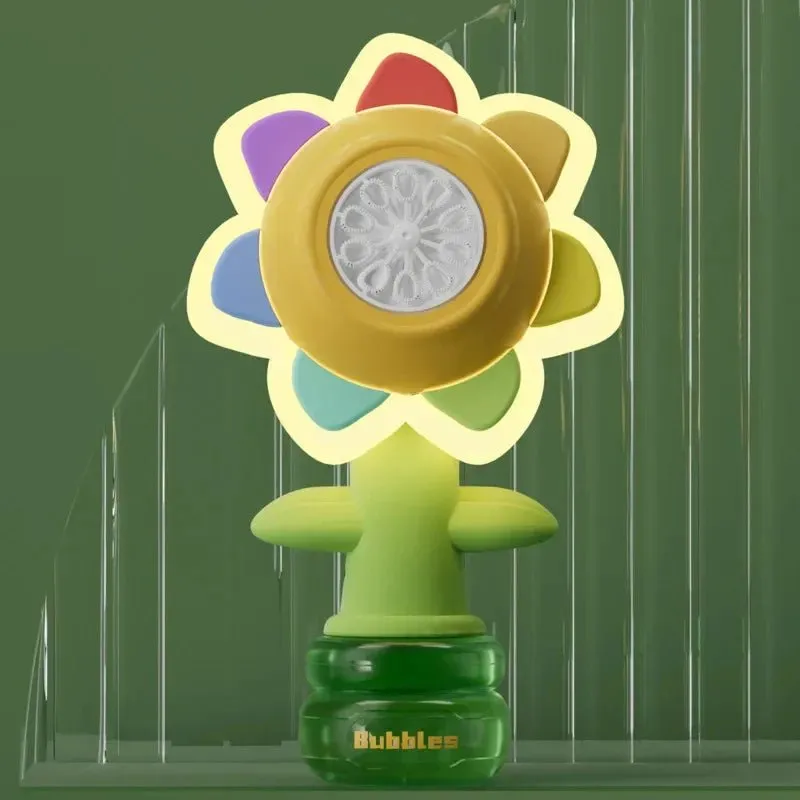 Automatic Sunflower Bubble Machine with Rotating Lights – Fun Soap Bubble Gun for Kids, Perfect Summer Outdoor Toy Gift