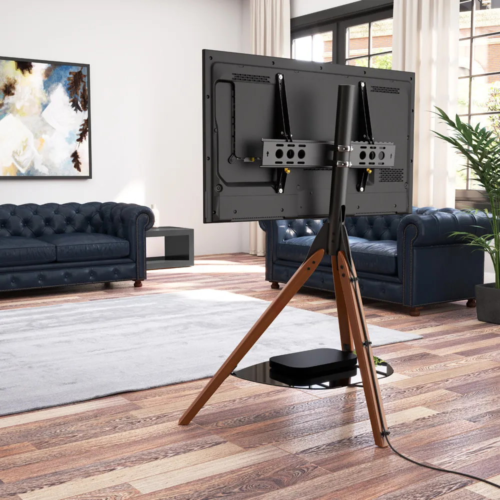 AVF Hoxton Freestanding Tripod TV Stand - Dark Wood & Black | FSL1000HOXDWB