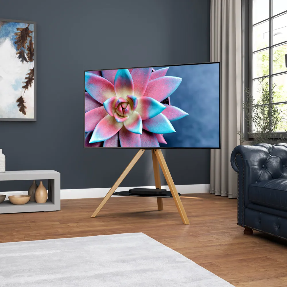 AVF Hoxton Freestanding Tripod TV Stand - Light Wood | FSL1000HOXLWB