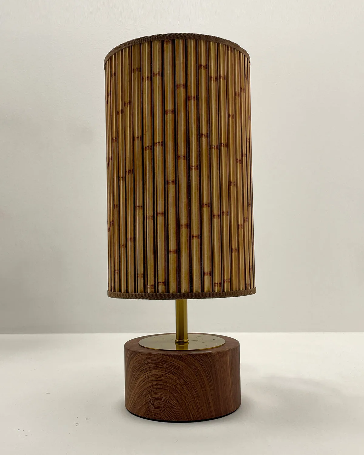 Bamboo Printed Stick Shade, Touch Lamp, Cherry Base