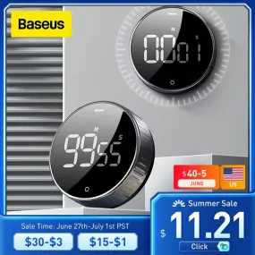 Baseus Magnetic Kitchen Timer Digital Timer Manual Countdown Alarm Clock Mechanical Cooking Timer Cooking Shower Study Stopwatch