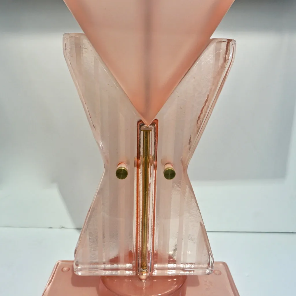 Bespoke Italian Post Modern Rose Pink Murano Glass Geometric Couture Table Lamp