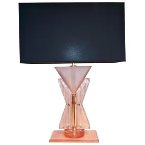 Bespoke Italian Post Modern Rose Pink Murano Glass Geometric Couture Table Lamp