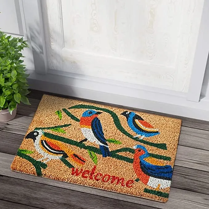 Birdy Welcome Theme Natural Coir Door Mat (40X60 cm)