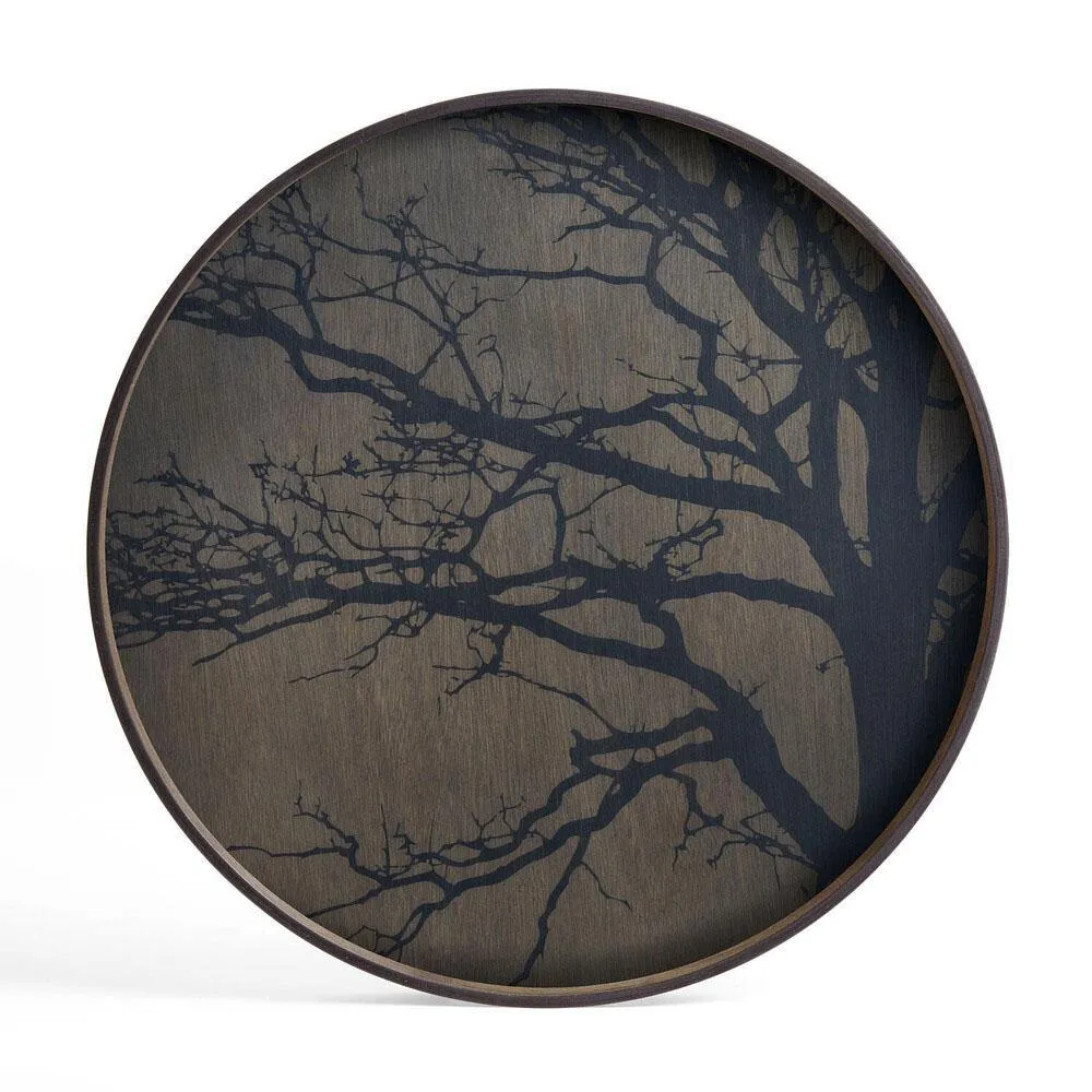 Black Tree Large Round Wooden Tray