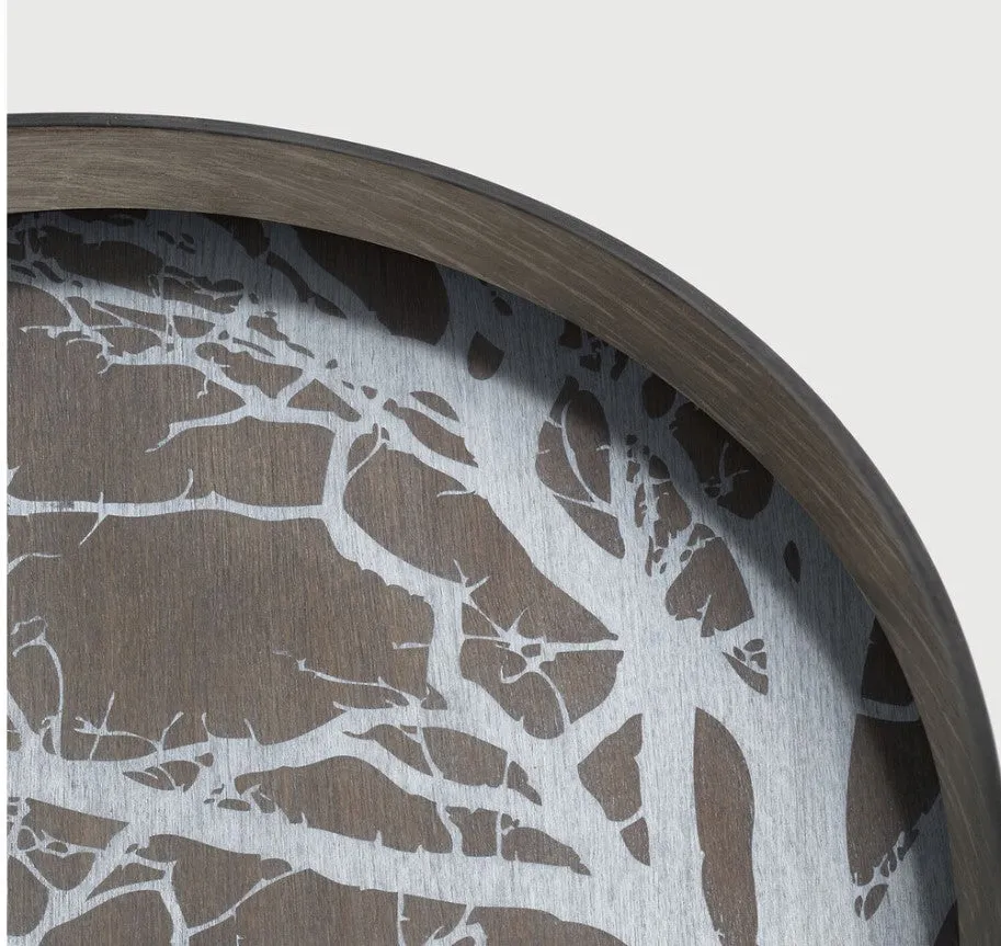 Black Tree Large Round Wooden Tray