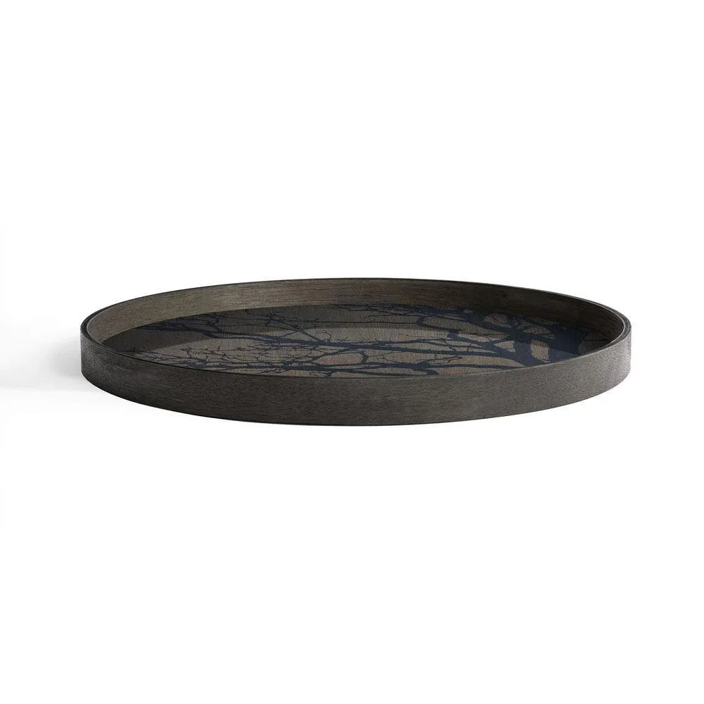 Black Tree Large Round Wooden Tray