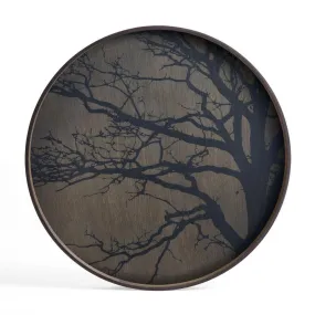 Black Tree Large Round Wooden Tray