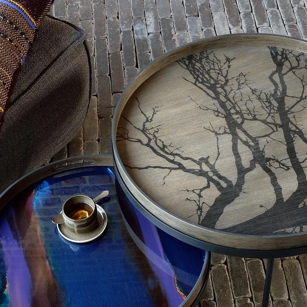 Black Tree Large Round Wooden Tray