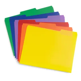 Blue Summit Supplies Plastic File Folders, Letter, 1/3 Tab, Assorted Colors, 30 Pack
