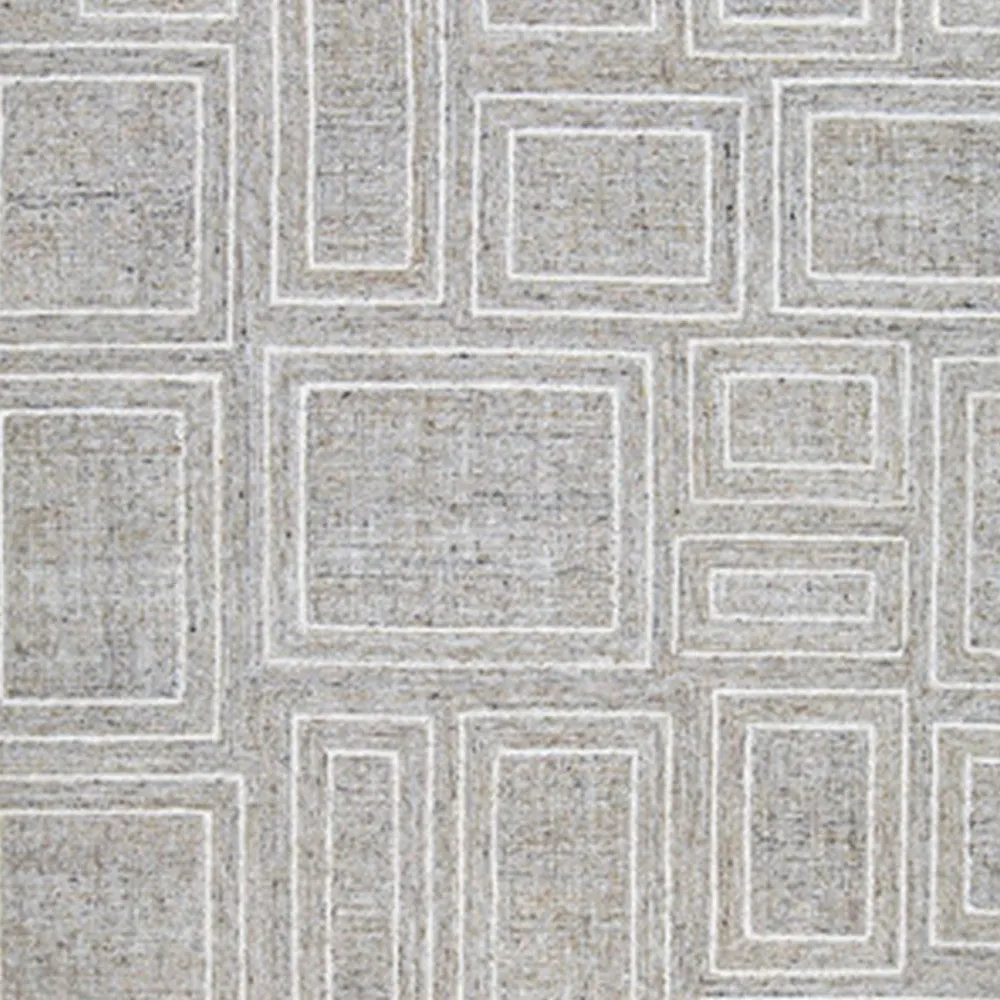 Bora 10 x 14 Area Rug, Geometric Pattern, Polyester Gray White Wool, Cotton By Casagear Home