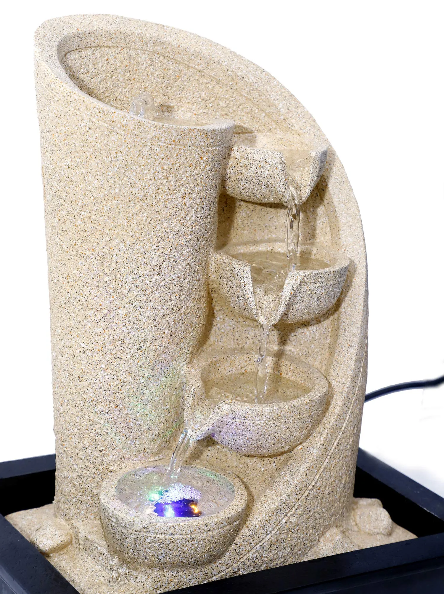 Briovy Polyresin Table Top Indoor & Outdoor Water Fall Fountain with LED Lights Home Decor Decoration Anniversary & Birthday Gift Gifting Items (FN 62)