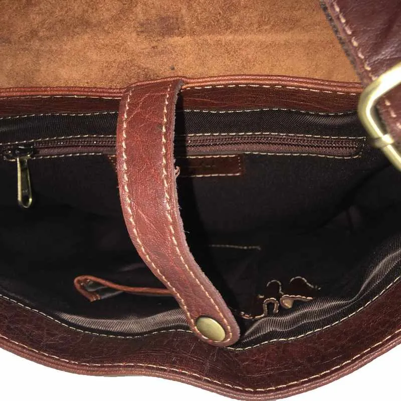 Bronco Cognac Flapover Shoulder Bag