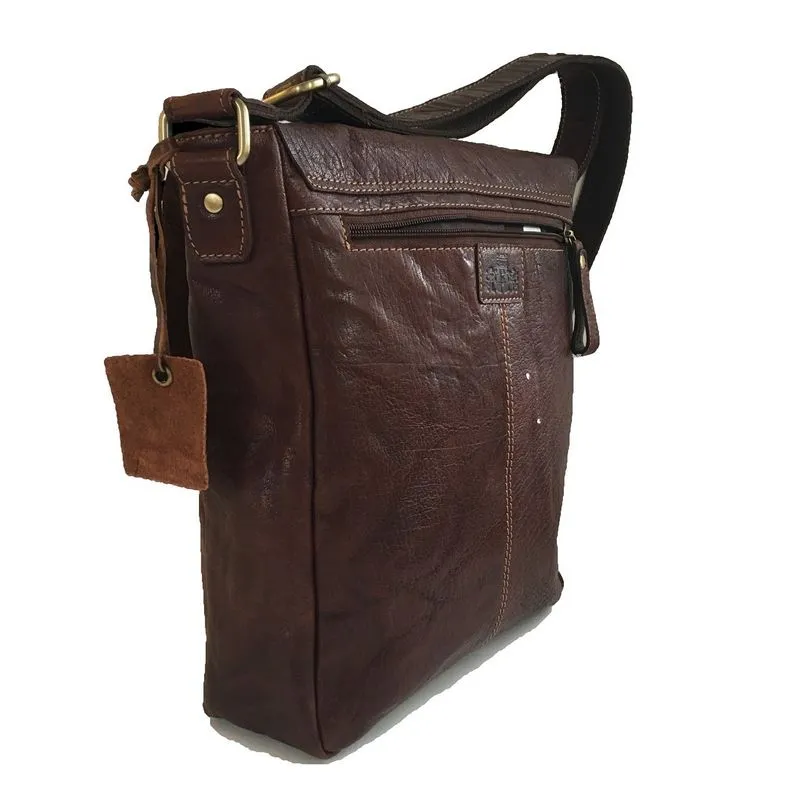 Bronco Cognac Flapover Shoulder Bag