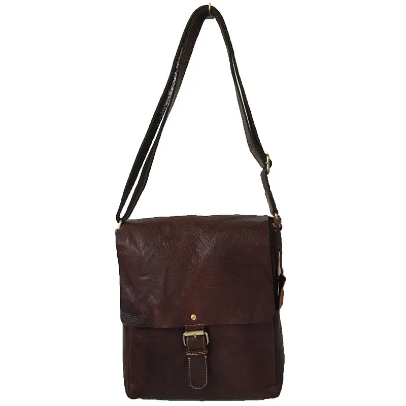 Bronco Cognac Flapover Shoulder Bag